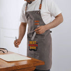 Best Grandpa Ever Unisex Canvas Cross Back Chef Apron with Large Pockets Canvas Apron Dad Printed Offshore