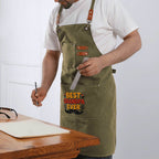 Best Grandpa Ever Unisex Canvas Cross Back Chef Apron with Large Pockets Canvas Apron Dad Printed Offshore