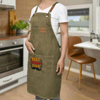 Best Grandpa Ever Unisex Canvas Cross Back Chef Apron with Large Pockets Canvas Apron Dad Printed Offshore