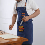 Best Grandpa Ever Unisex Canvas Cross Back Chef Apron with Large Pockets Canvas Apron Dad Printed Offshore