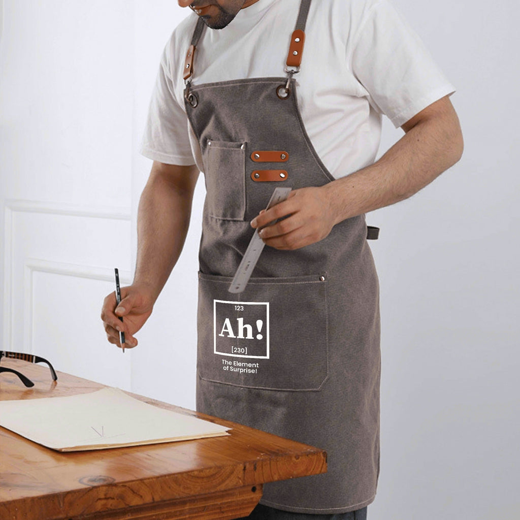 Ah! The Element Of Surprise Unisex Canvas Cross Back Chef Apron with Large Pockets Canvas Apron Printed Offshore Science
