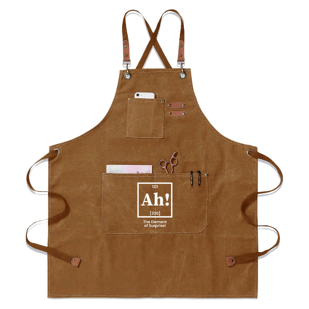 Ah! The Element Of Surprise Unisex Canvas Cross Back Chef Apron with Large Pockets Khaki Canvas Apron Printed Offshore Science
