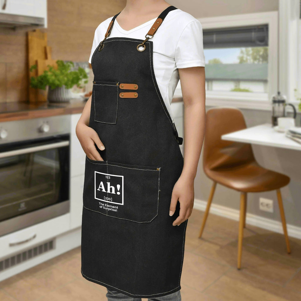 Ah! The Element Of Surprise Unisex Canvas Cross Back Chef Apron with Large Pockets Canvas Apron Printed Offshore Science