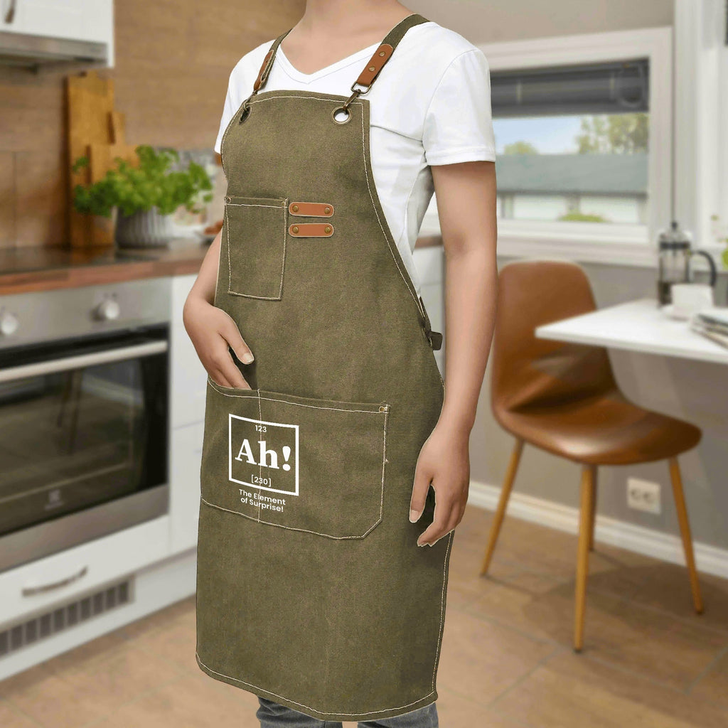 Ah! The Element Of Surprise Unisex Canvas Cross Back Chef Apron with Large Pockets Canvas Apron Printed Offshore Science