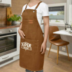Super Mum Unisex Canvas Cross Back Chef Apron with Large Pockets Canvas Apron comic Mum Printed Offshore