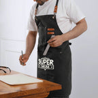 Super Mum Unisex Canvas Cross Back Chef Apron with Large Pockets Canvas Apron comic Mum Printed Offshore