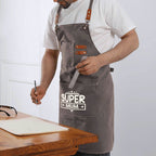 Super Mum Unisex Canvas Cross Back Chef Apron with Large Pockets Canvas Apron comic Mum Printed Offshore