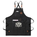 Super Mum Unisex Canvas Cross Back Chef Apron with Large Pockets Black Canvas Apron comic Mum Printed Offshore