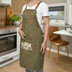 Super Mum Unisex Canvas Cross Back Chef Apron with Large Pockets Canvas Apron comic Mum Printed Offshore