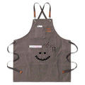 Plantaholic Unisex Canvas Cross Back Chef Apron with Large Pockets Gray Canvas Apron Plants Printed Offshore