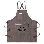 Plantaholic Unisex Canvas Cross Back Chef Apron with Large Pockets Gray Canvas Apron Plants Printed Offshore