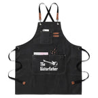 The Guitarfather Unisex Canvas Cross Back Chef Apron with Large Pockets Black Canvas Apron Dad Music Printed Offshore