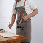Cat Mum Unisex Canvas Cross Back Chef Apron with Large Pockets Canvas Apron Mum Printed Offshore
