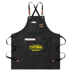 The Best Father In The Galaxy Unisex Canvas Cross Back Chef Apron with Large Pockets Black Canvas Apron Dad Printed Offshore