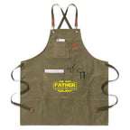 The Best Father In The Galaxy Unisex Canvas Cross Back Chef Apron with Large Pockets Olive Canvas Apron Dad Printed Offshore