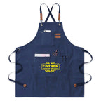 The Best Father In The Galaxy Unisex Canvas Cross Back Chef Apron with Large Pockets Royal Blue Canvas Apron Dad Printed Offshore