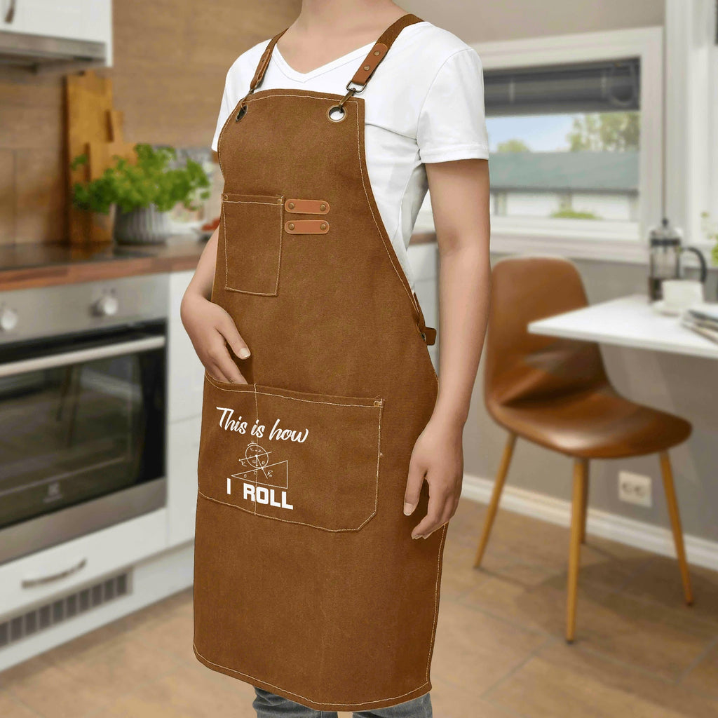 This Is How I Roll Unisex Canvas Cross Back Chef Apron with Large Pockets Canvas Apron Maths Printed Offshore Science