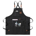 Pigeon Pigeoff Unisex Canvas Cross Back Chef Apron with Large Pockets Black Canvas Apron Birds Printed Offshore