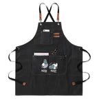 Pigeon Pigeoff Unisex Canvas Cross Back Chef Apron with Large Pockets Black Canvas Apron Birds Printed Offshore
