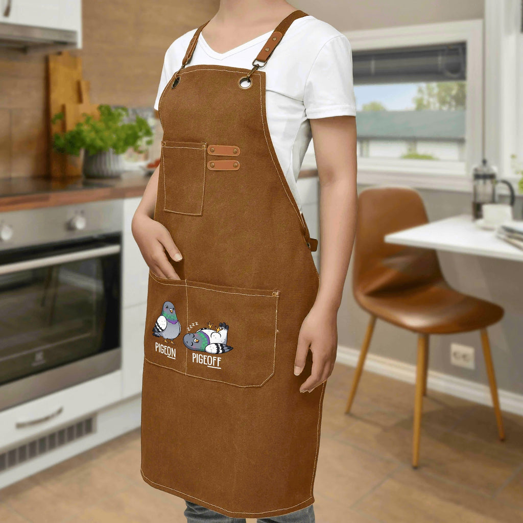 Pigeon Pigeoff Unisex Canvas Cross Back Chef Apron with Large Pockets Canvas Apron Birds Printed Offshore