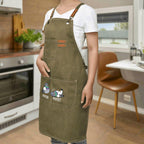 Pigeon Pigeoff Unisex Canvas Cross Back Chef Apron with Large Pockets Canvas Apron Birds Printed Offshore