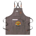 Groovy Sun Keep On Smiling Unisex Canvas Cross Back Chef Apron with Large Pockets Gray Canvas Apron Positivity Printed Offshore