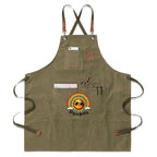 Groovy Sun Keep On Smiling Unisex Canvas Cross Back Chef Apron with Large Pockets Olive Canvas Apron Positivity Printed Offshore