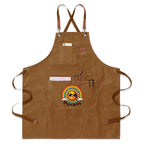 Groovy Sun Keep On Smiling Unisex Canvas Cross Back Chef Apron with Large Pockets Khaki Canvas Apron Positivity Printed Offshore