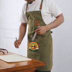 Groovy Sun Keep On Smiling Unisex Canvas Cross Back Chef Apron with Large Pockets Canvas Apron Positivity Printed Offshore