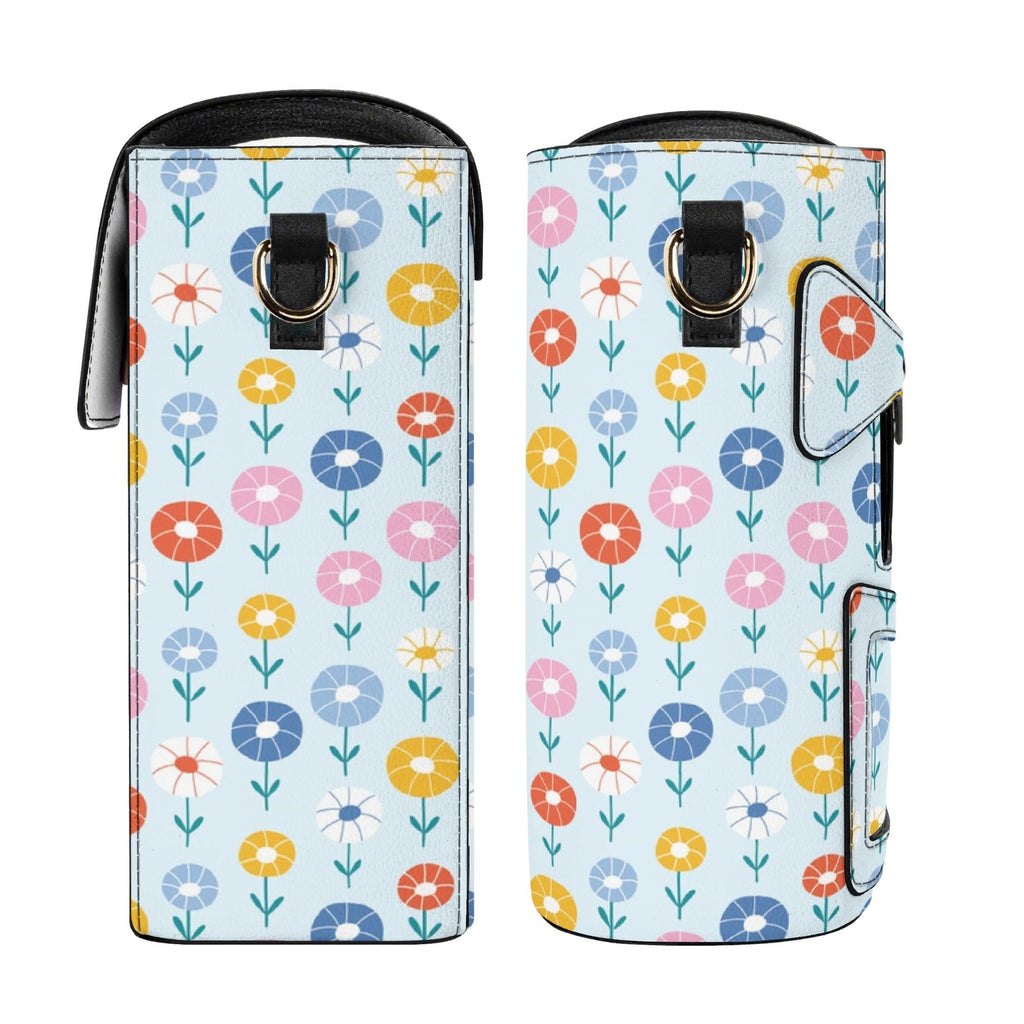 Abstract Cute Flowers Crossbody Water Bottle Storage Bag Water Bottle Storage Handbag Plants Printed Offshore