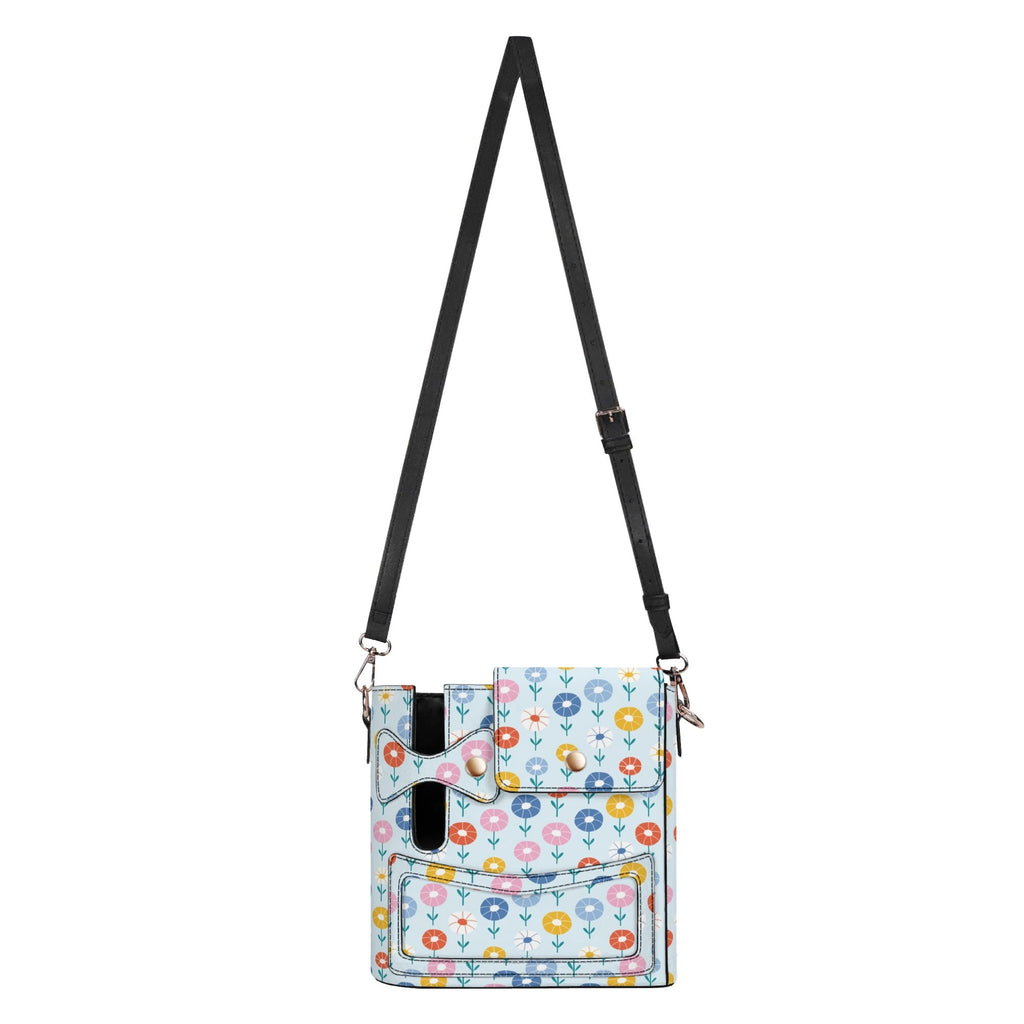 Abstract Cute Flowers Crossbody Water Bottle Storage Bag Water Bottle Storage Handbag Plants Printed Offshore