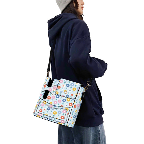 Abstract Cute Flowers Crossbody Water Bottle Storage Bag Water Bottle Storage Handbag Plants Printed Offshore