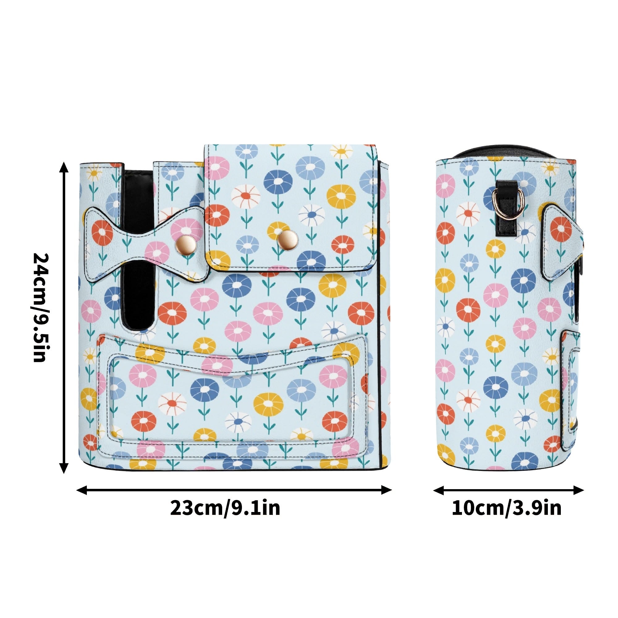 Abstract Cute Flowers Crossbody Water Bottle Storage Bag Water Bottle Storage Handbag Plants Printed Offshore