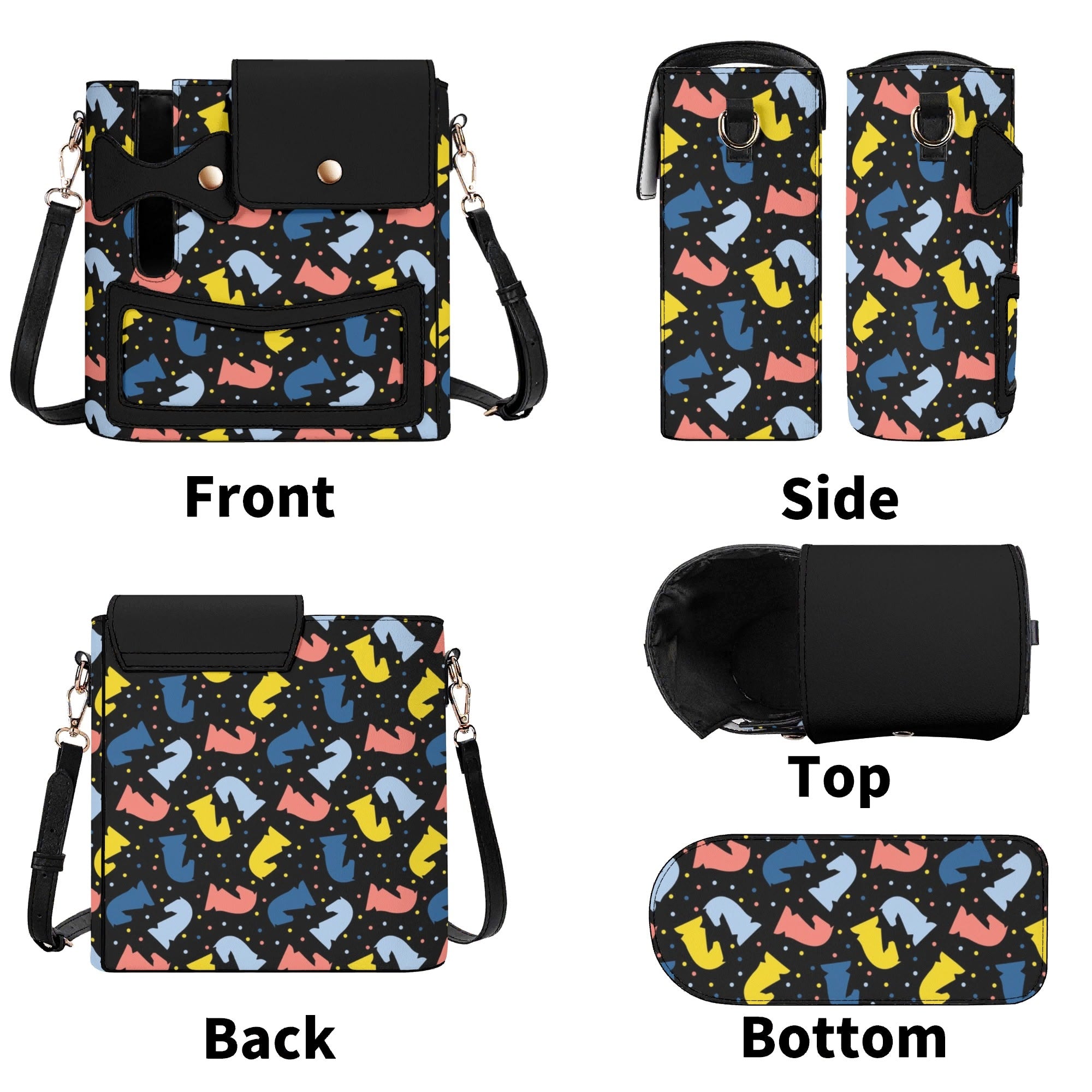 Colourful Chess Crossbody Water Bottle Storage Bag Water Bottle Storage Handbag Chess Printed Offshore