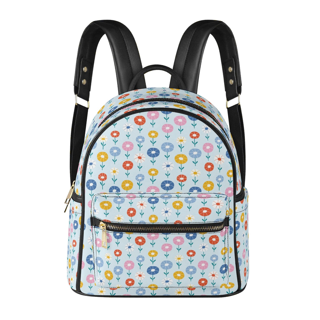 Abstract Cute Flowers Casual PU Leather Backpack Casual PU Leather Backpack Printed Offshore