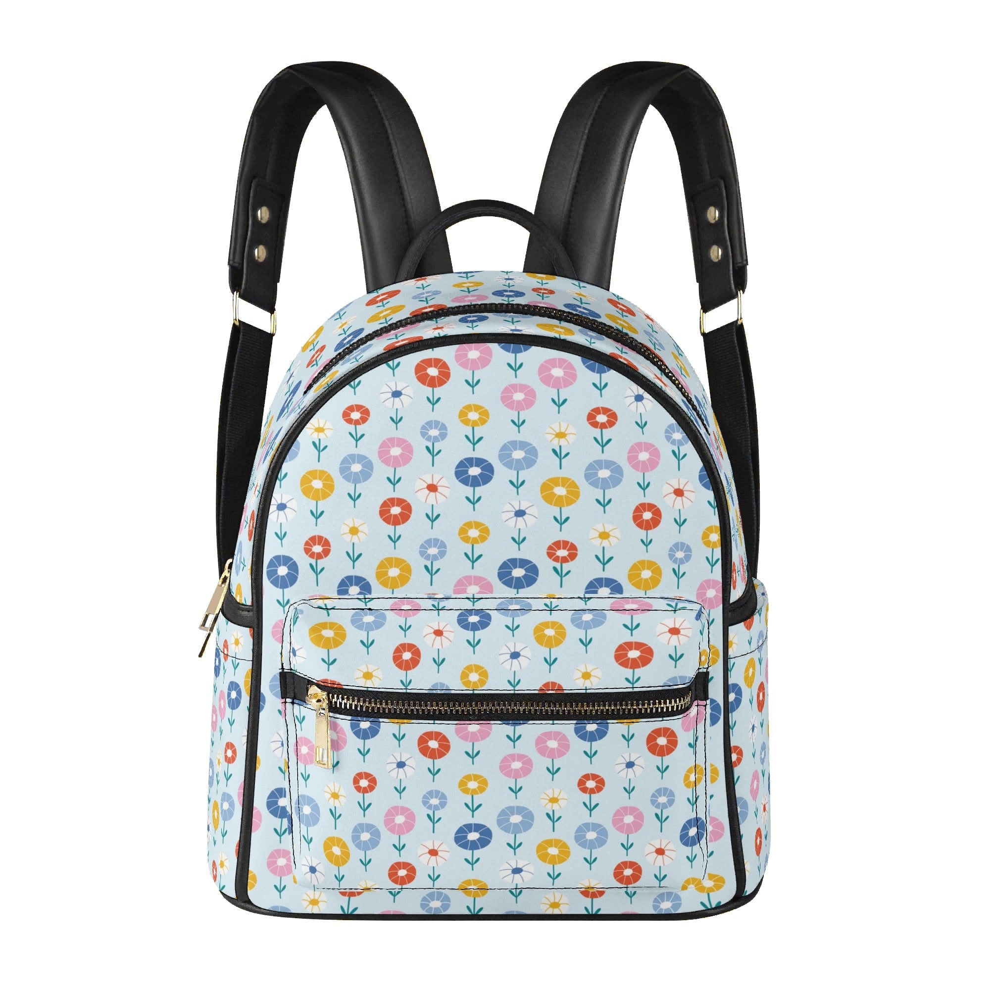 Abstract Cute Flowers Casual PU Leather Backpack Casual PU Leather Backpack Printed Offshore