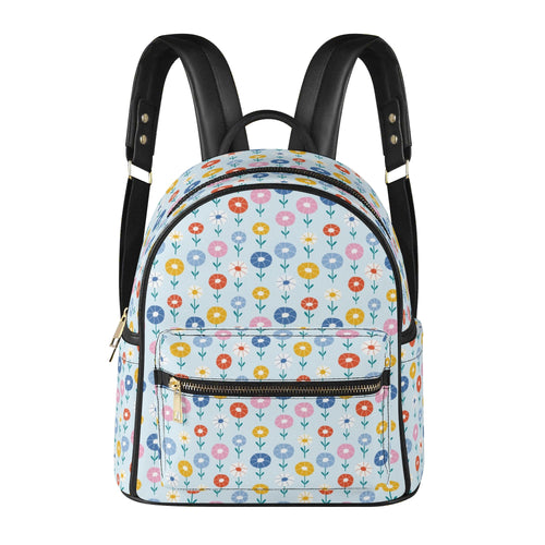 Abstract Cute Flowers Casual PU Leather Backpack Casual PU Leather Backpack Printed Offshore