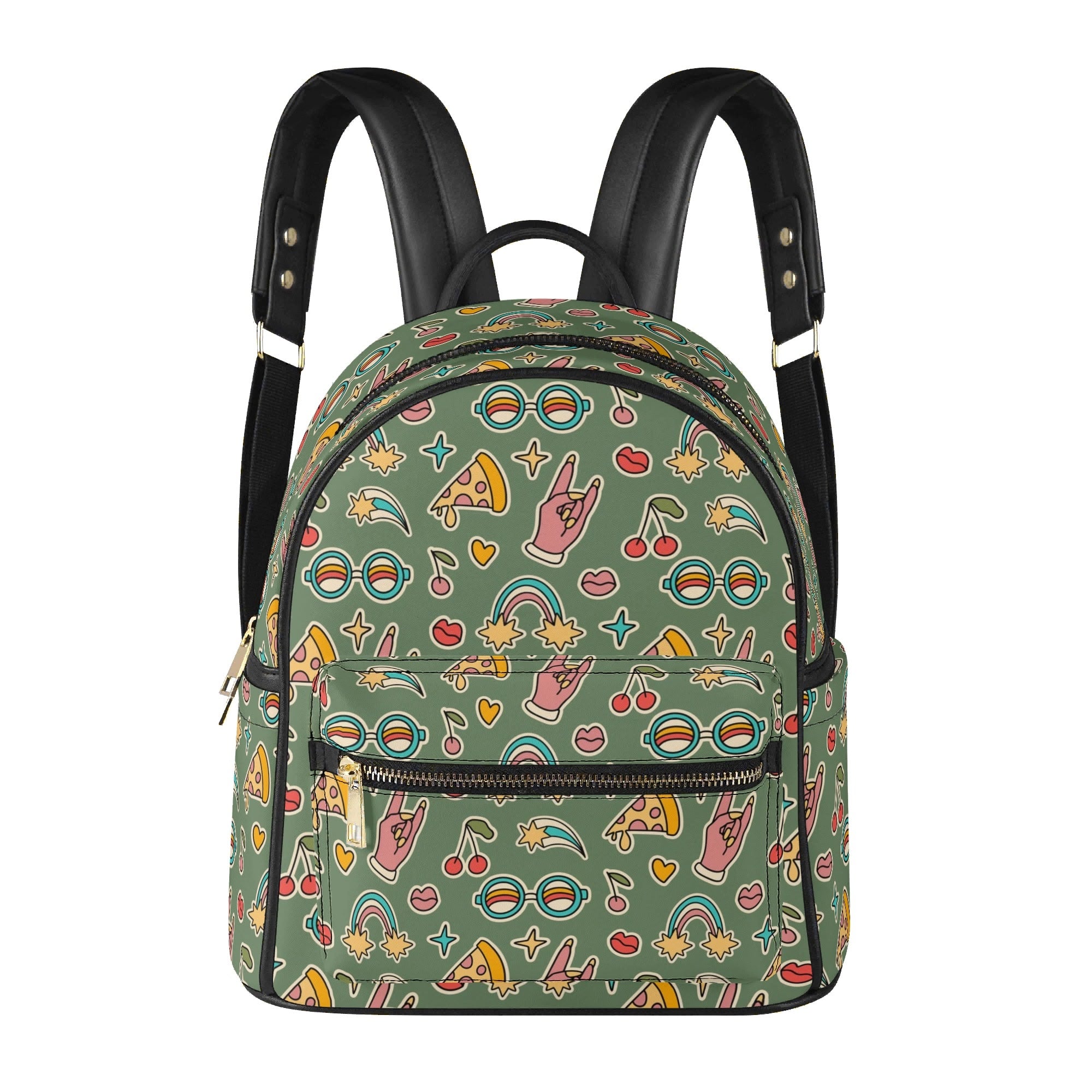 Groovy Retro Casual PU Leather Backpack Casual PU Leather Backpack Printed Offshore