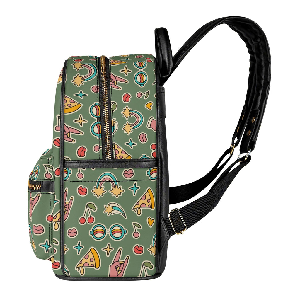 Groovy Retro Casual PU Leather Backpack Casual PU Leather Backpack Printed Offshore