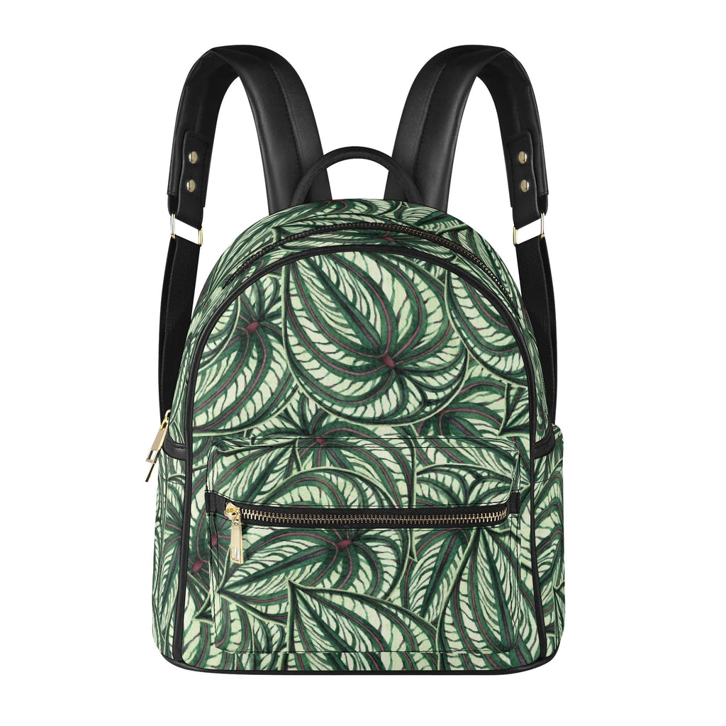 Stripy Leaves Casual PU Leather Backpack Casual PU Leather Backpack Printed Offshore