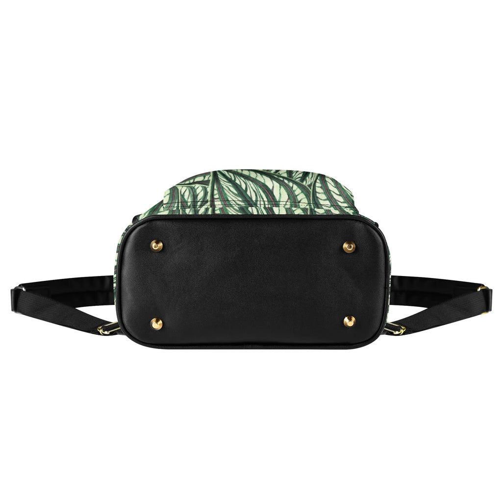 Stripy Leaves Casual PU Leather Backpack Casual PU Leather Backpack Printed Offshore