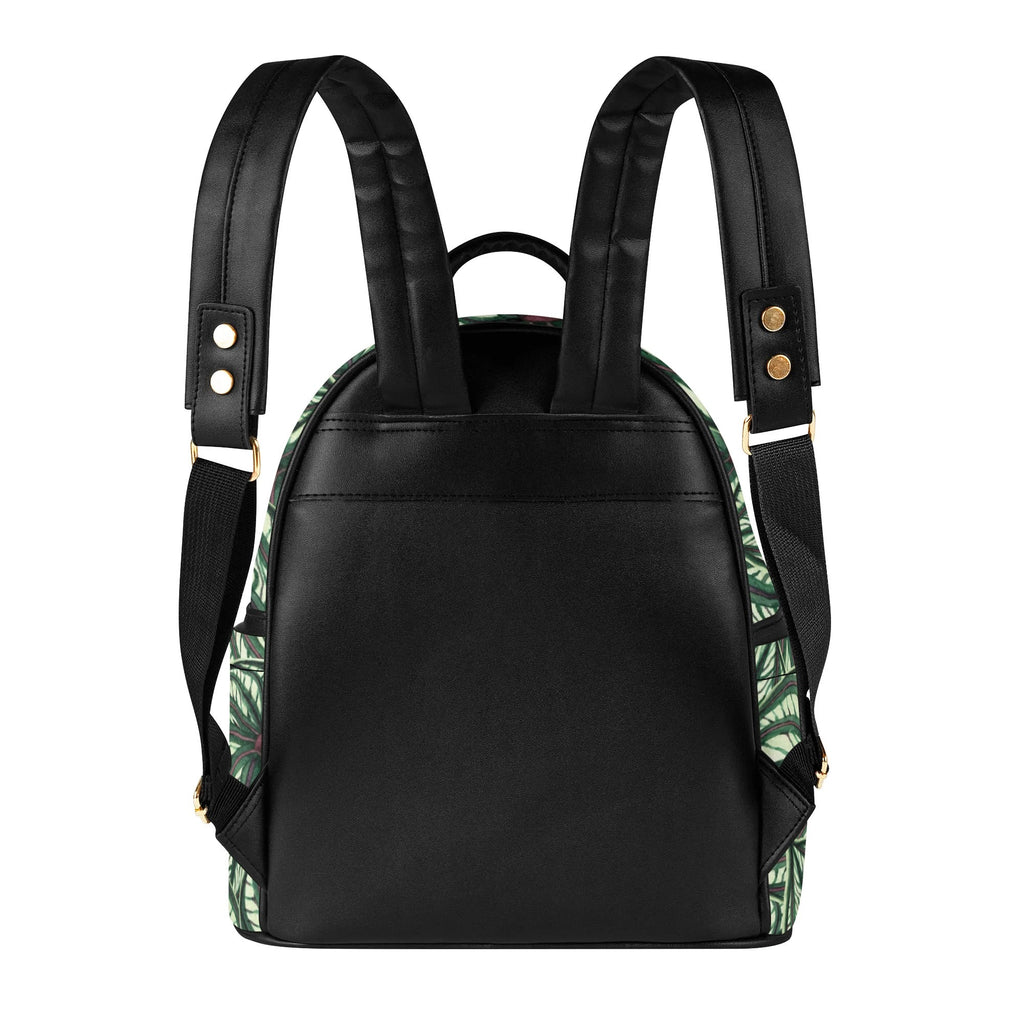 Stripy Leaves Casual PU Leather Backpack Casual PU Leather Backpack Printed Offshore