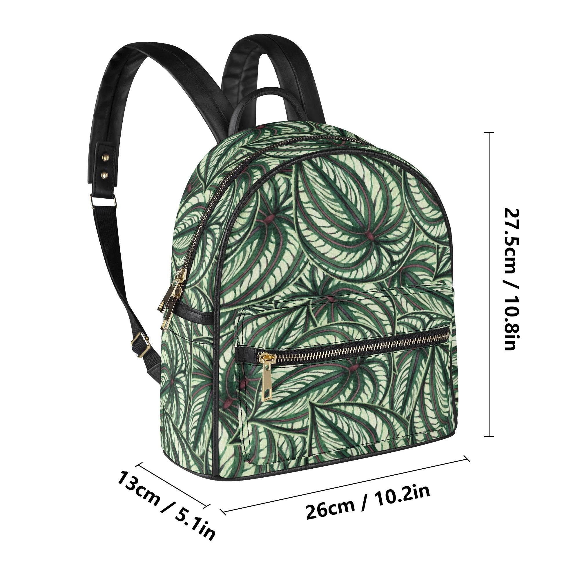 Stripy Leaves Casual PU Leather Backpack Casual PU Leather Backpack Printed Offshore