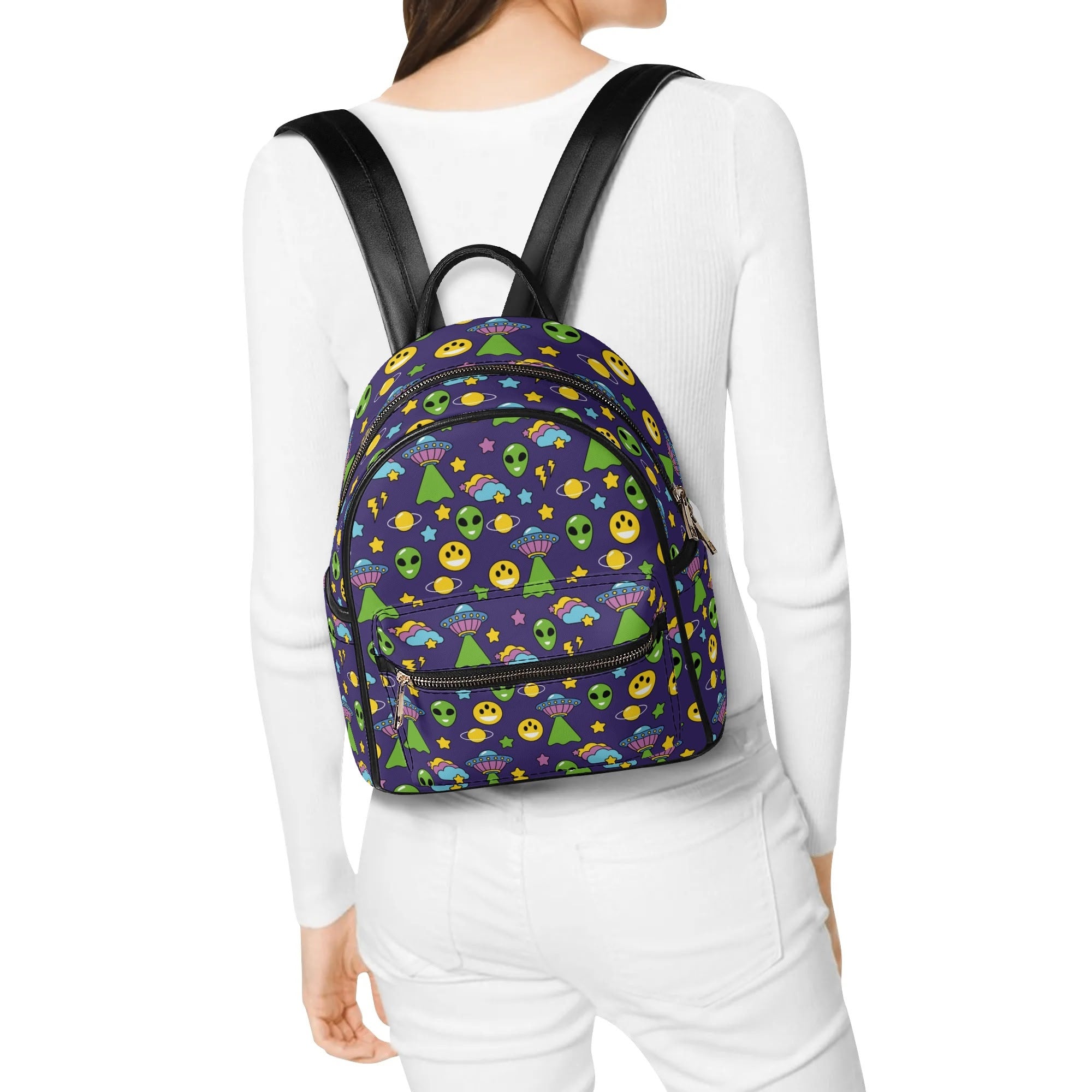 Groovy Alien Casual PU Leather Backpack Default Title Casual PU Leather Backpack Printed Offshore