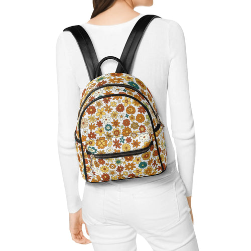 70s Style Floral Casual PU Leather Backpack Default Title Casual PU Leather Backpack Printed Offshore