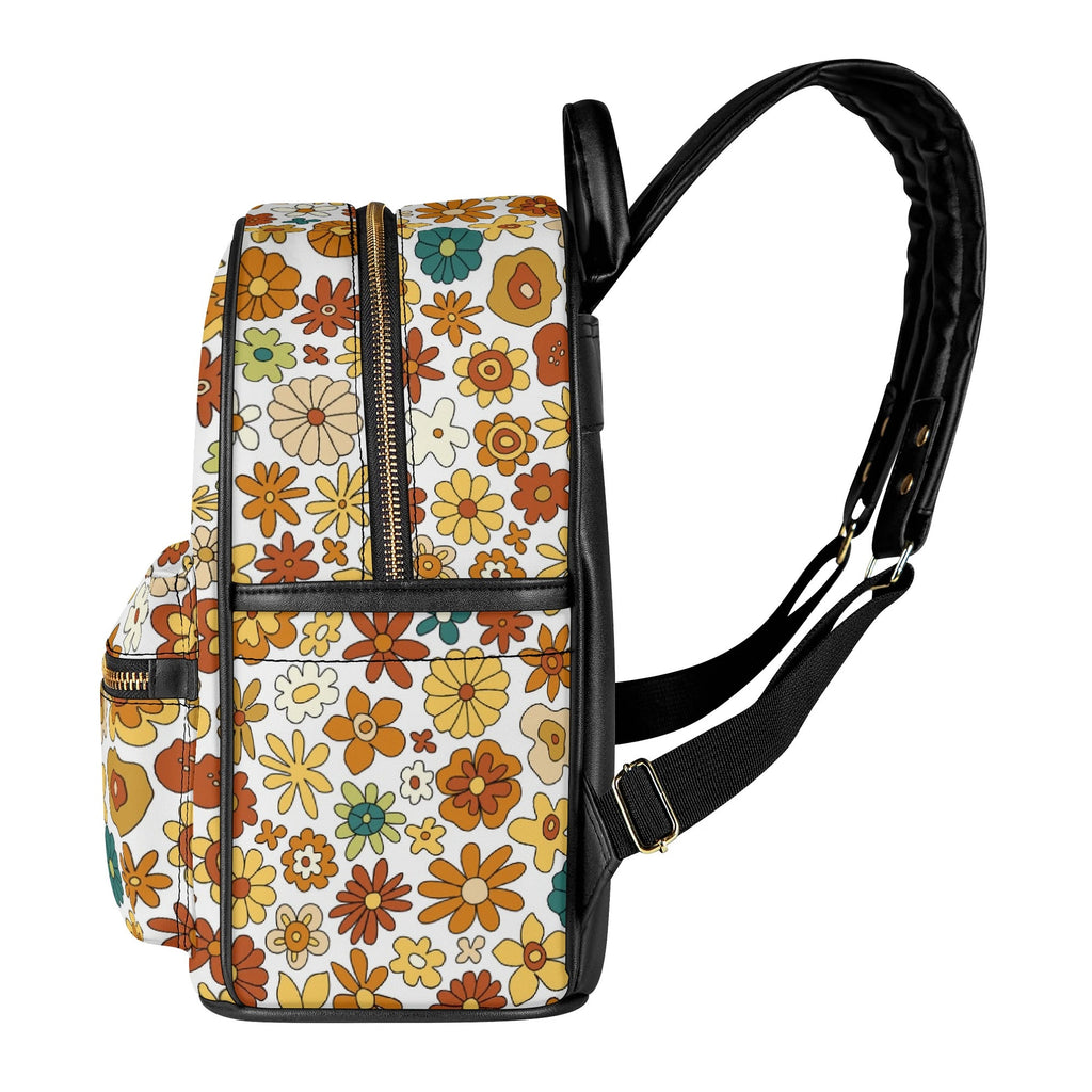 70s Style Floral Casual PU Leather Backpack Casual PU Leather Backpack Printed Offshore