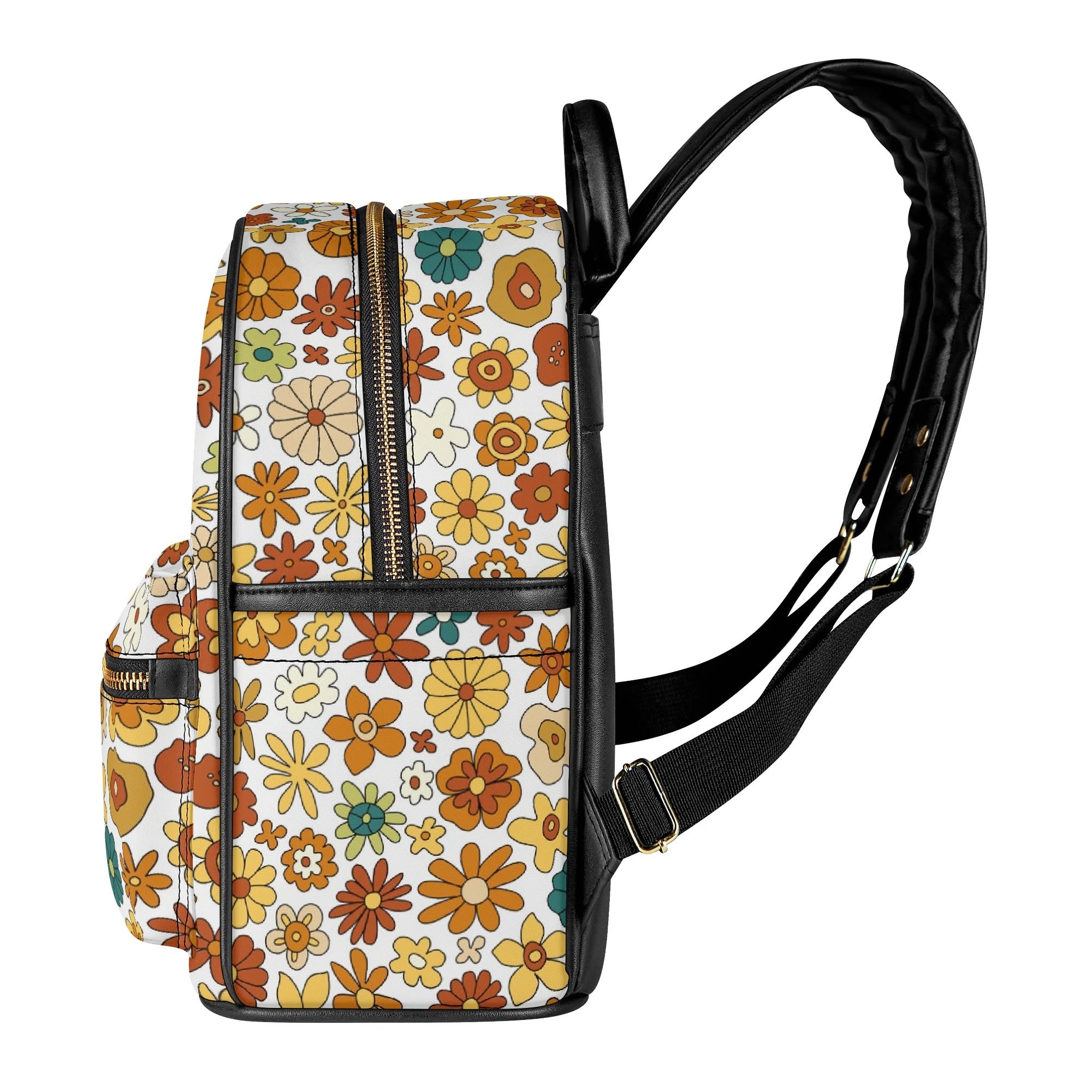 70s Style Floral Casual PU Leather Backpack Casual PU Leather Backpack Printed Offshore