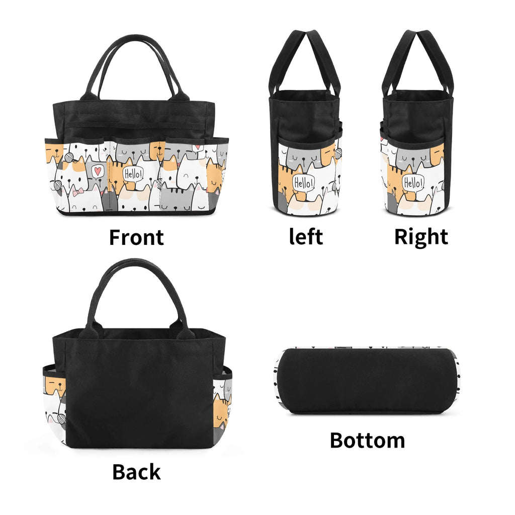 Cat Hello Garden Tool Bag, Personalised Multi Pocket Tote, Duty Tool Caddy Multifunction Gardening Tool Bag Printed Offshore