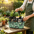 Jungle Leaves Garden Tool Bag, Personalised Multi Pocket Tote, Duty Tool Caddy Default Title Multifunction Gardening Tool Bag Printed Offshore