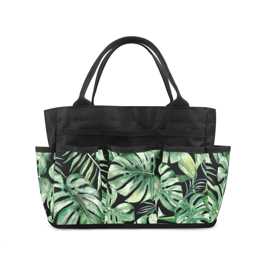 Jungle Leaves Garden Tool Bag, Personalised Multi Pocket Tote, Duty Tool Caddy Multifunction Gardening Tool Bag Printed Offshore